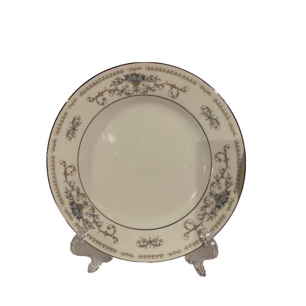 Fine Porcelain China‎ Diane Wade Japan Salad Dessert Plate Blue Floral Gold Trim